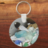 Blauwe sleutelhanger van zeewier, aangepast strand (Voorkant)