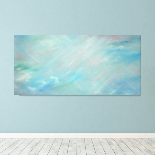 Blauwe smog drijvende acryl moderne abstracte kuns canvas afdruk (Insitu (Houten vloer))