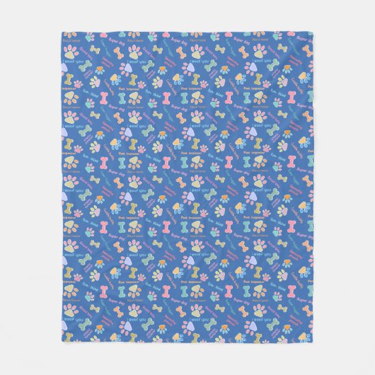 Blauwe smoochy pooch fleece deken (Voorkant)