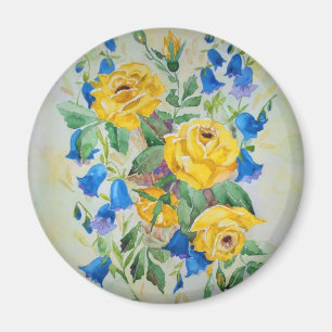 Blauwe snaren met roos magneet
