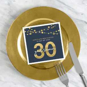 Blauwe snaren van lichten 30 jaar klasse reünie servet