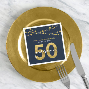 Blauwe snaren van lichten 50 jaar klasse reünie servet