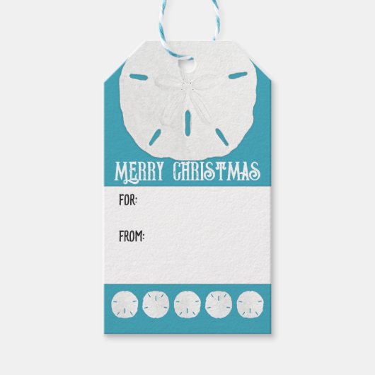 Blauwe snars met kerstmis cadeaulabel (Voorkant)