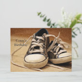 Blauwe Sneakers uitnodiging (Staand voorkant)