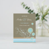 Blauwe Sneeuw Bloem Swirls Bruiloft Save The Date Aankondigingskaart (Staand voorkant)