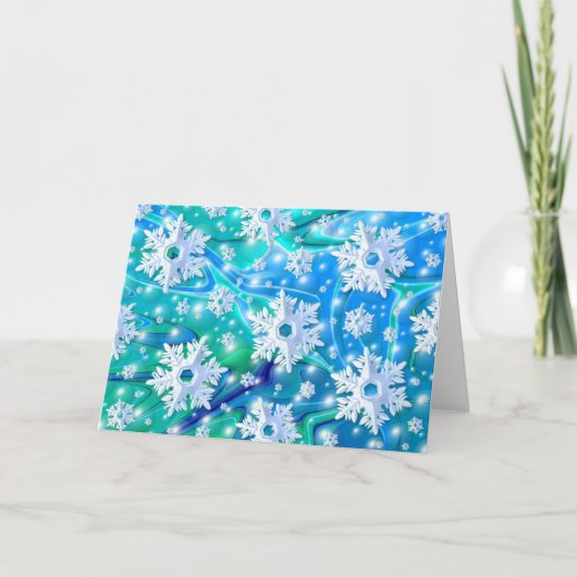 Blauwe sneeuw feestdagen kaart (Voorkant)