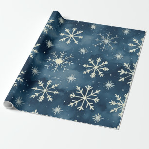 Blauwe sneeuw flex patroon Kerstmis Cadeaupapier