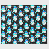 "Blauwe Sneeuwman" Kerstthema Cadeaupapier (Vlak)