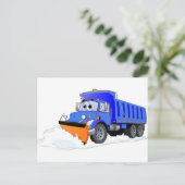 Blauwe sneeuwploeg Cartoon dump truck Briefkaart (Staand voorkant)