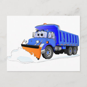 Blauwe sneeuwploeg Cartoon dump truck Briefkaart