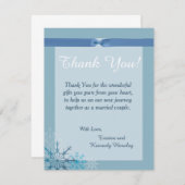 Blauwe Sneeuwvlok 4x5 Platte Trouw Huwelijkskaart Kaart (Voorkant / Achterkant)