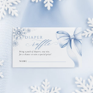 Blauwe Sneeuwvlok Baby Shower Luier Raffle Informatiekaartje