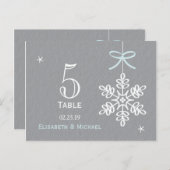 Blauwe sneeuwvlok bruiloft receptie tafel nummer K Briefkaart (Voorkant / Achterkant)