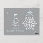 Blauwe sneeuwvlok bruiloft receptie tafel nummer K Briefkaart (Achterkant)