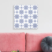 Blauwe Sneeuwvlok Damast Patroon Canvas Afdruk (Insitu (Woonkamer))