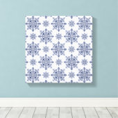 Blauwe Sneeuwvlok Damast Patroon Canvas Afdruk (Insitu (Houten vloer))