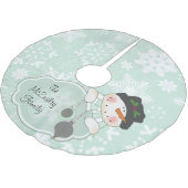 Blauwe sneeuwvlok en Snowman Holiday Tree Skirt Kerstboom Rok (Gekanteld)
