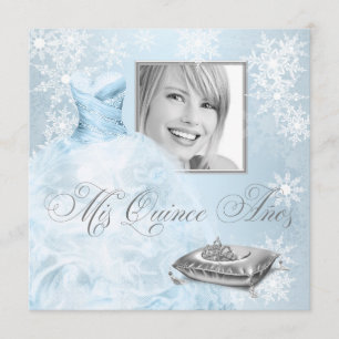 Blauwe Sneeuwvlok Foto Quinceanera Uitnodiging