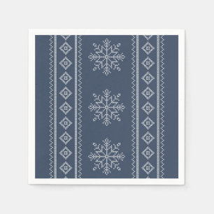 Blauwe sneeuwvlok kerst ambachtelijke ontwerp servet