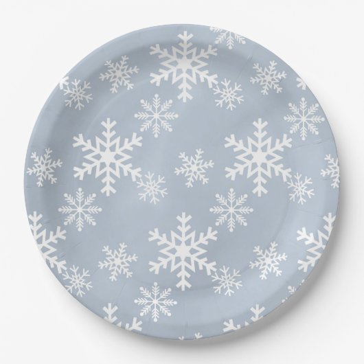 Blauwe sneeuwvlok Kerst baby shower verjaardagsdee Papieren Bordje (Voorkant)