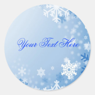 Blauwe Sneeuwvlok Kerst Envelope Sticker/Zegel Ronde Sticker