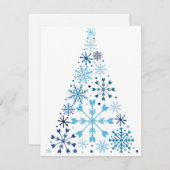 Blauwe sneeuwvlok kerstboom feestdagenkaart (Voorkant / Achterkant)