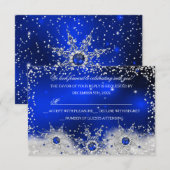 Blauwe sneeuwvlok kerstfeest RSVP (Voorkant / Achterkant)