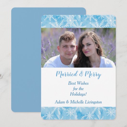 Blauwe sneeuwvlok Kerstfoto Sjabloon (Voorkant / Achterkant)