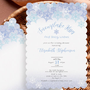 Blauwe Sneeuwvlok Kusjes Baby Shower Uitnodiging