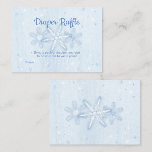 Blauwe Sneeuwvlok Luier Raffle Tickets (Voorkant / Achterkant)