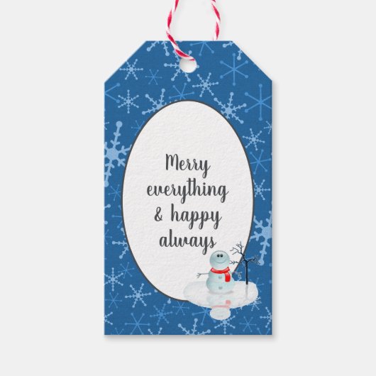 blauwe sneeuwvlok met vakantieoord cadeaulabel (Voorkant)