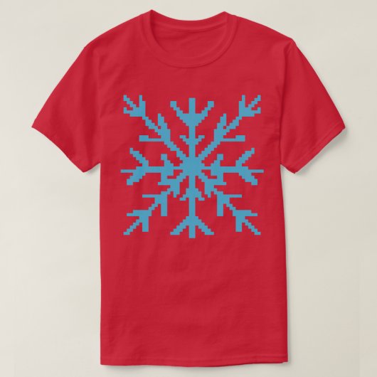 Blauwe sneeuwvlok pixel art t-shirt (Design voorkant)
