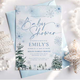 Blauwe Sneeuwvlok Winter Baby Shower Kaart