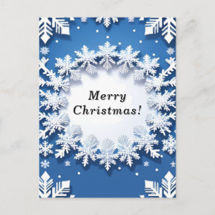 💙 Blauwe Sneeuwvlok Winter Magie Elegante Festivi Briefkaart
