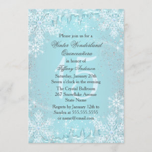 Blauwe sneeuwvlok Winter Wonderland Quinceanera Kaart