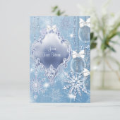 Blauwe sneeuwvlok Winter Wonderland RSVP (Staand voorkant)