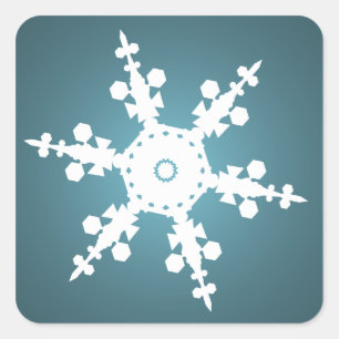 blauwe sneeuwvlokafsluiting vierkante sticker