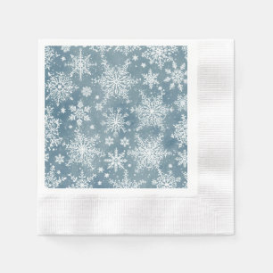 Blauwe Sneeuwvlokken Aquarel Winter Vakantie Servet