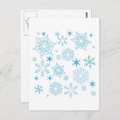 blauwe sneeuwvlokken briefkaart (Voorkant / Achterkant)