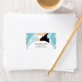 Blauwe sneeuwvlokken bruid en bruidegom etiket (Insitu)