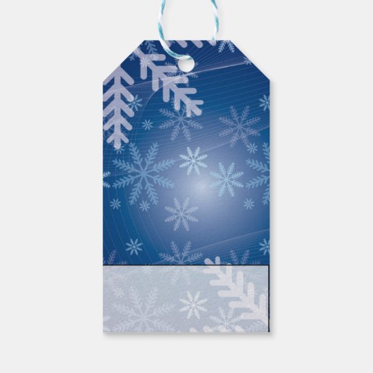 Blauwe sneeuwvlokken cadeaulabel (Achterkant)