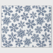 Blauwe sneeuwvlokken cadeaupapier (Vlak)