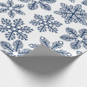 Blauwe sneeuwvlokken cadeaupapier (Hoek)