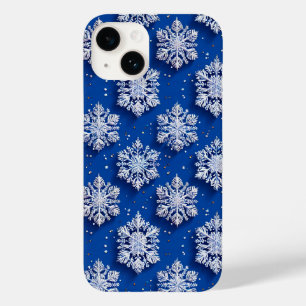 Blauwe sneeuwvlokken Elegant Winterontwerp Case-Mate iPhone 14 Hoesje