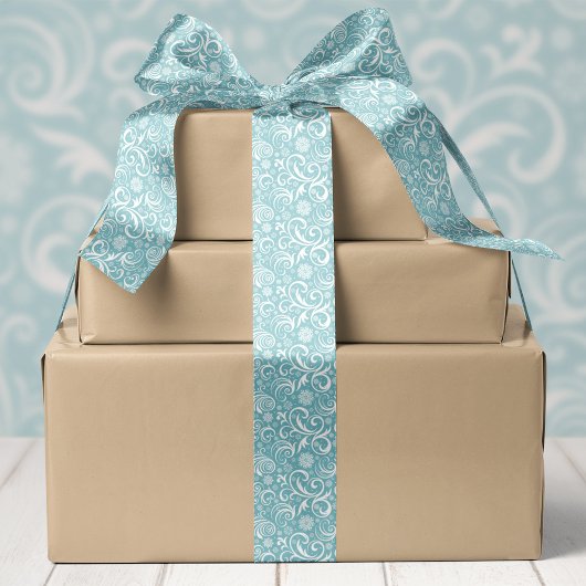 Blauwe sneeuwvlokken en kerstswirls lint