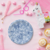 Blauwe sneeuwvlokken en spinken papieren bordje (Feest)