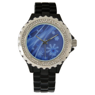 Blauwe sneeuwvlokken horloge