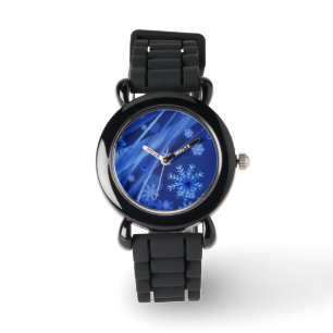 Blauwe sneeuwvlokken horloge