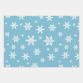 Blauwe Sneeuwvlokken Kerstset van 3 Inpakpapier Vel (Voorkant 2)