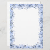 Blauwe sneeuwvlokken Kerststationery Feestdagenkaart (Voorkant / Achterkant)